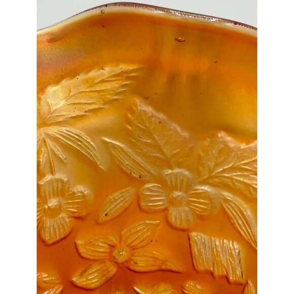 Vintage Fenton Marigold Carnival Glass Peacock and Urn Compote 5 1/2" - Picture 10 of 16